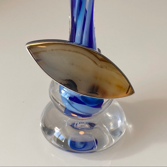 .925 Silver & Agate Stone Ring | Size 8 - Picture 10 of 15